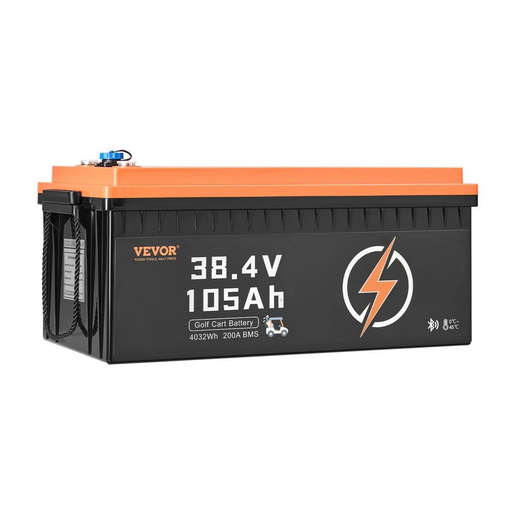 VEVOR 36V 105Ah Golf Cart Lithium Battery, 36 Volt Golf Cart Battery with 200A BMS, LCD Monitor and Mobile APP, LiFePO4 Battery with 600A Peak Current, 20A Charger and 4000+ Cycles, for Golf Carts