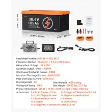 36V 105Ah Golf Cart Lithium Battery 20A Charger LCD Monitor & 4000+ Cycle