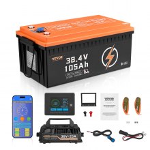 VEVOR 36V 105Ah Golf Cart Lithium Battery, 36 Volt Golf Cart Battery with 200A BMS, LCD Monitor and Mobile APP, LiFePO4 Battery with 600A Peak Current, 20A Charger and 4000+ Cycles, for Golf Carts