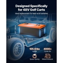 VEVOR 48V 105Ah Golf Cart Lithium Battery with 20A Charger and Touch Monitor