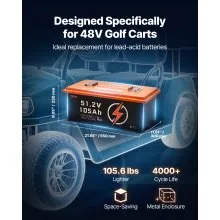 48V 105Ah Golf Cart Lithium Battery with 20A Charger and Touch Monitor