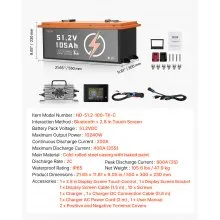 48V 105Ah Golf Cart Lithium Battery with 20A Charger and Touch Monitor