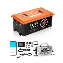 48V 105Ah Golf Cart Lithium Battery with 20A Charger and Touch Monitor