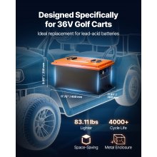 VEVOR 36V 105Ah Golf Cart Lithium Battery with 20A Charger and Touch Monitor