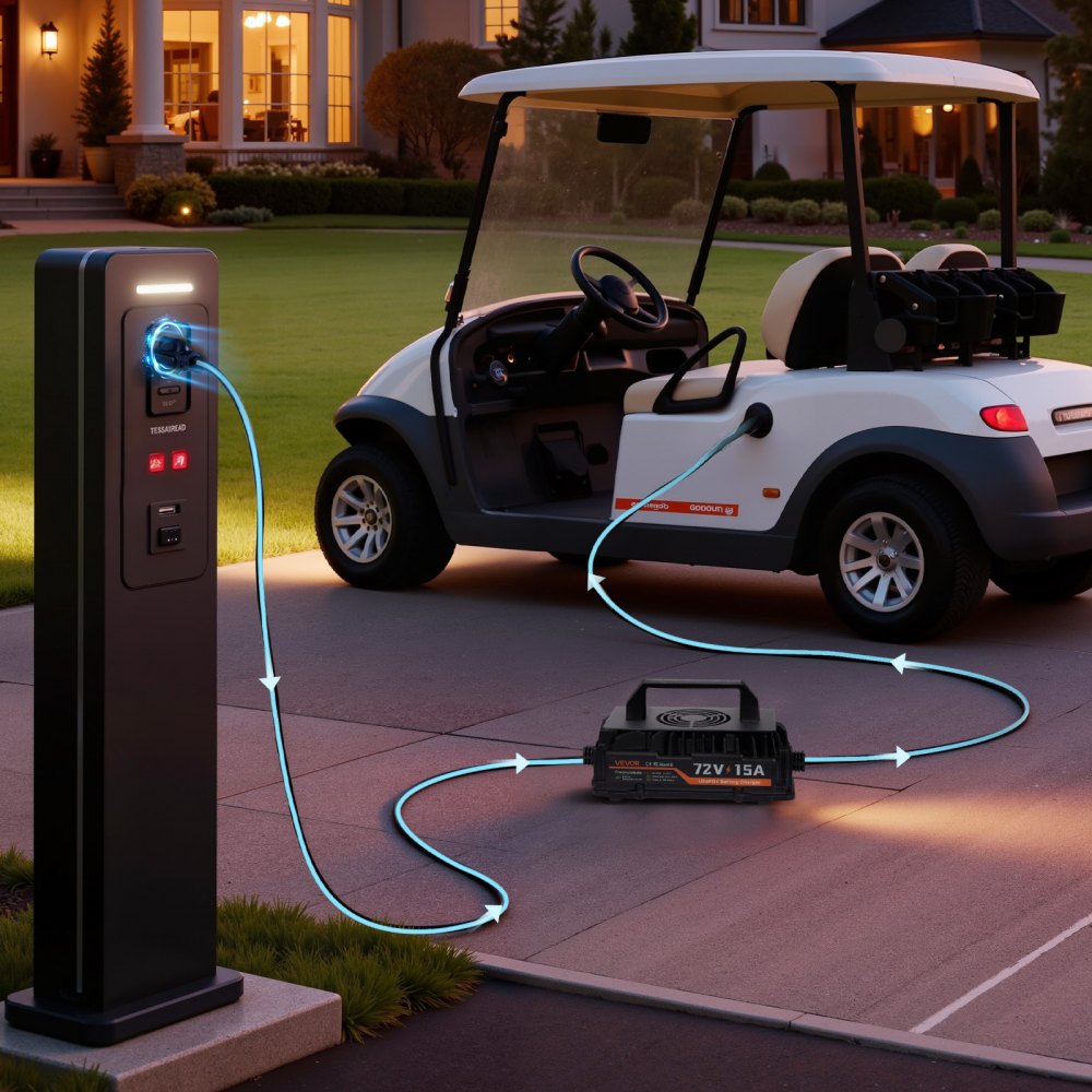 VEVOR 72V (70.4V) 105AH Lithium Golf Cart Battery, with 15A Charger, Lifepo4 Battery Kit, Built-in 200A BMS, with Bluetooth & Touch Monitor, 2C Discharge, 4000 Cycles, for Golf Carts, Trolling Motors