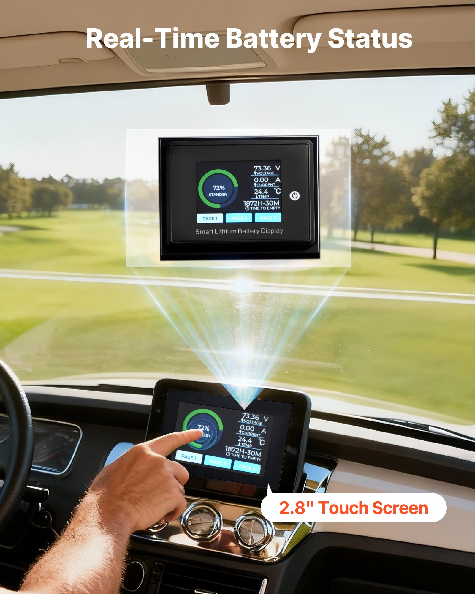 VEVOR 72V (70.4V) 105AH Lithium Golf Cart Battery, with 15A Charger, Lifepo4 Battery Kit, Built-in 200A BMS, with Bluetooth & Touch Monitor, 2C Discharge, 4000 Cycles, for Golf Carts, Trolling Motors