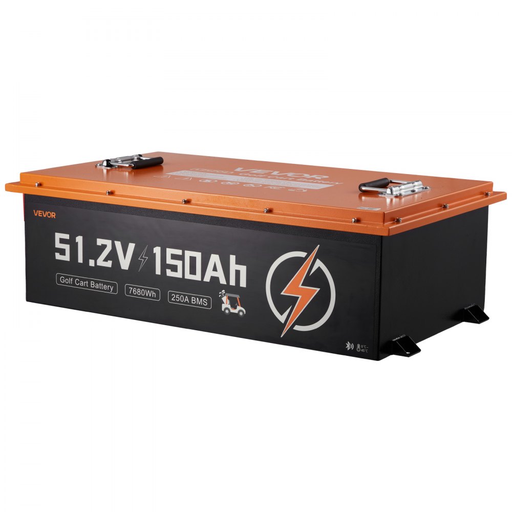 VEVOR 48V (51.2V) 150AH Lithium Golf Cart Battery, with 20A Charger, Lifepo4 Battery Kit, Built-in 250A BMS, with Bluetooth & Touch Monitor, 2C Discharge, 4000 Cycles, for Golf Carts, Trolling Motors