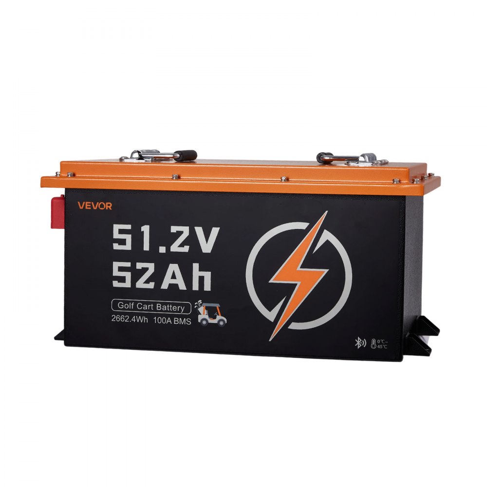 VEVOR 48V (51.2V) 52AH Lithium Golf Cart Battery, with 15A Charger, Lifepo4 Battery Kit, Built-in 100A BMS, with Bluetooth Mobile APP & Display Monitor, 4000 Cycles, for Golf Carts, Trolling Motors