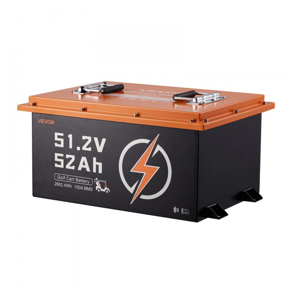 VEVOR 48V (51.2V) 52AH Lithium Golf Cart Battery, with 15A Charger, Lifepo4 Battery Kit, Built-in 100A BMS, with Bluetooth Mobile APP & Display Monitor, 4000 Cycles, for Golf Carts, Trolling Motors