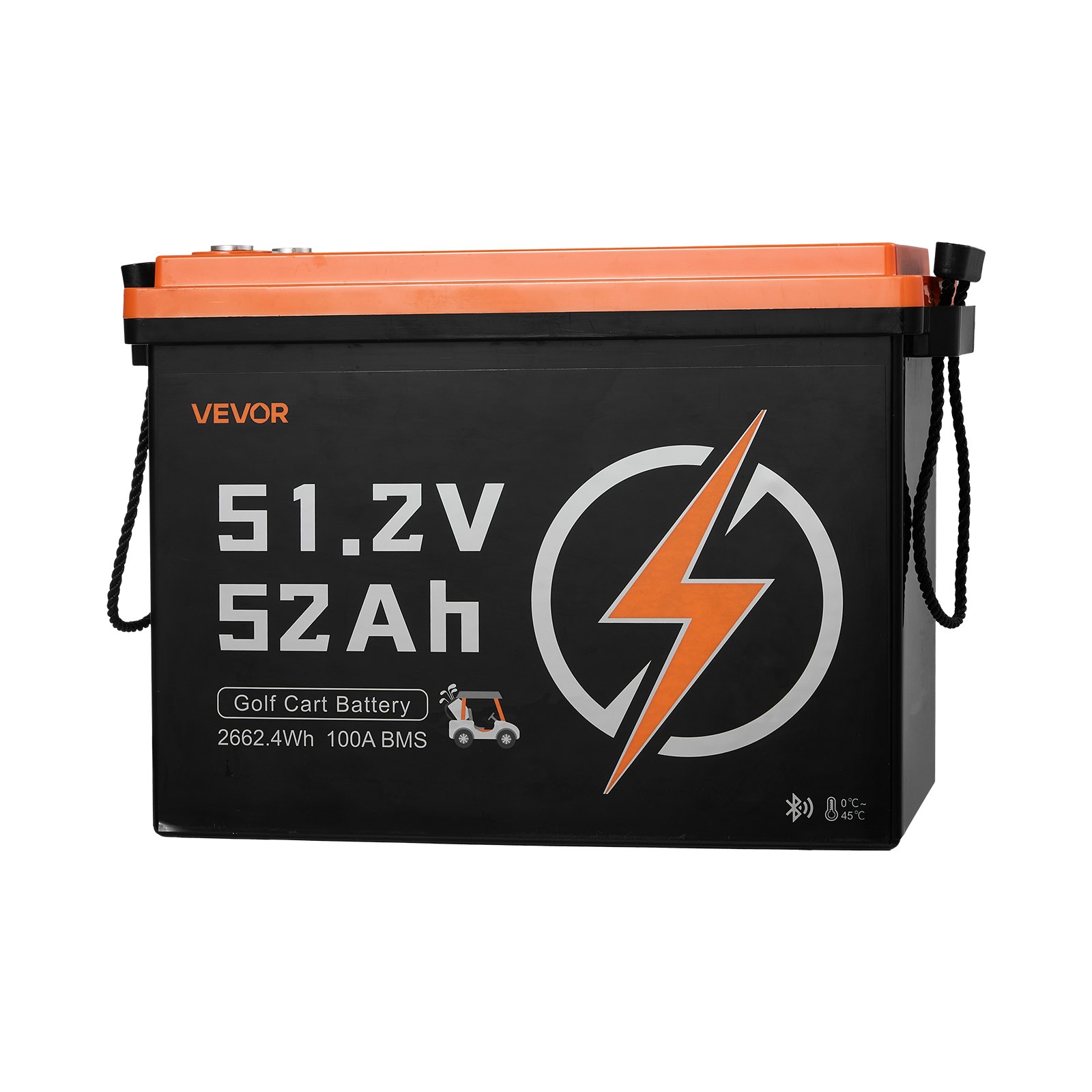 VEVOR 48V (51.2V) 52AH Lithium Golf Cart Battery, with 15A Charger, Lifepo4 Battery Kit, Built-in 100A BMS, 4000 Cycles, 2C Discharge Rate, Bluetooth & Mobile APP, for Golf Carts, Trolling Motors