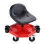 VEVOR Rolling Garage Stool, Adjustable Height, 17 x 15 in Comfort Cushion,Round Shop Stool with Parts Tray,All-Terrain 5" Casters with Two Brakes Mechanic Roller Seat
