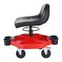VEVOR Rolling Garage Stool, Adjustable Height, 17 x 15 in Comfort Cushion,Round Shop Stool with Parts Tray,All-Terrain 5" Casters with Two Brakes Mechanic Roller Seat