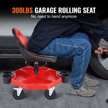 VEVOR Rolling Garage Stool 300LBS Adjustable Mechanic Work Shop Seat w/Casters