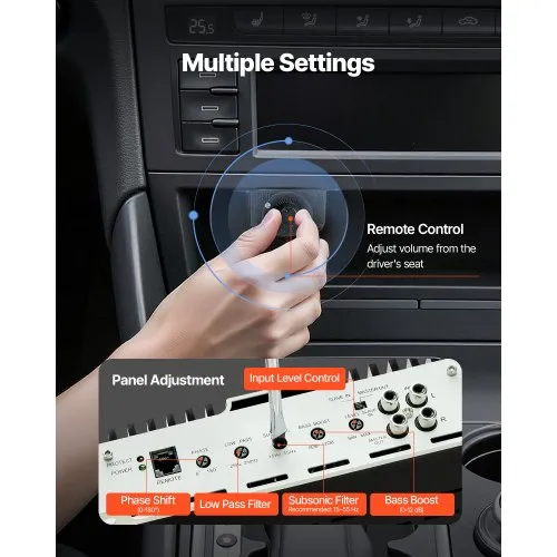 VEVOR Monoblock Car Amplifier, 1200W RMS MAX, 1/2/4 Ohm Stable,