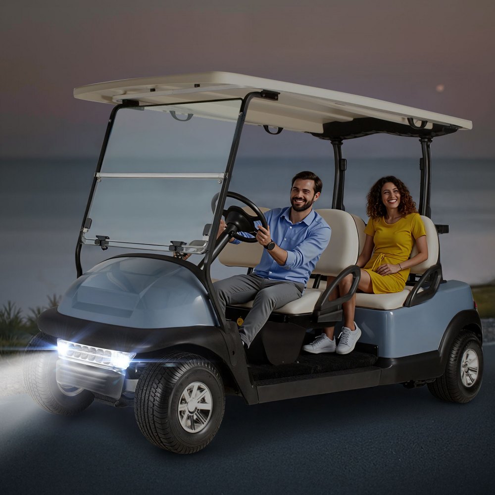 Kit de luces para carrito de golf VEVOR de 12 V, homologado para circular, con faros delanteros y traseros LED, arnés de cableado, intermitentes, luces de emergencia, bocina, pastillas de freno y carcasa ABS, para Club Car Precedent 2004-2008