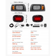 Kit de luces LED delanteras y traseras para carrito de golf de 12 V, homologadas para Club Car DS (años 1993 y posteriores)