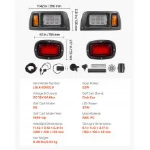 12V Golf Cart LED Headlight Tail Light Kit Legal Street For Club Car DS 1993-Up