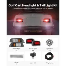 12 Volt Golf Cart LED Headlight Tail Light Kit For Club Car DS 1993-Up Models