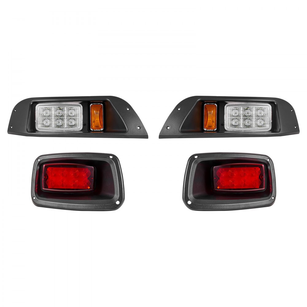 VEVOR Golf Cart Light Kit, 12 Volt, Street Legal LED Headlight and Tail Light Kit with Wiring Harness, Turn Signals, Hazard Light, Switch Horn, Brake Pad, Zip Ties, ABS Housing, for EZGO TXT 1996-2013