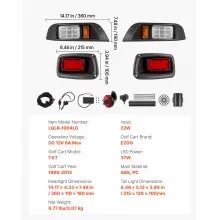 12V Golf Cart LED Headlight Tail Light Kit Legal Street For EZGO TXT 1996-2013