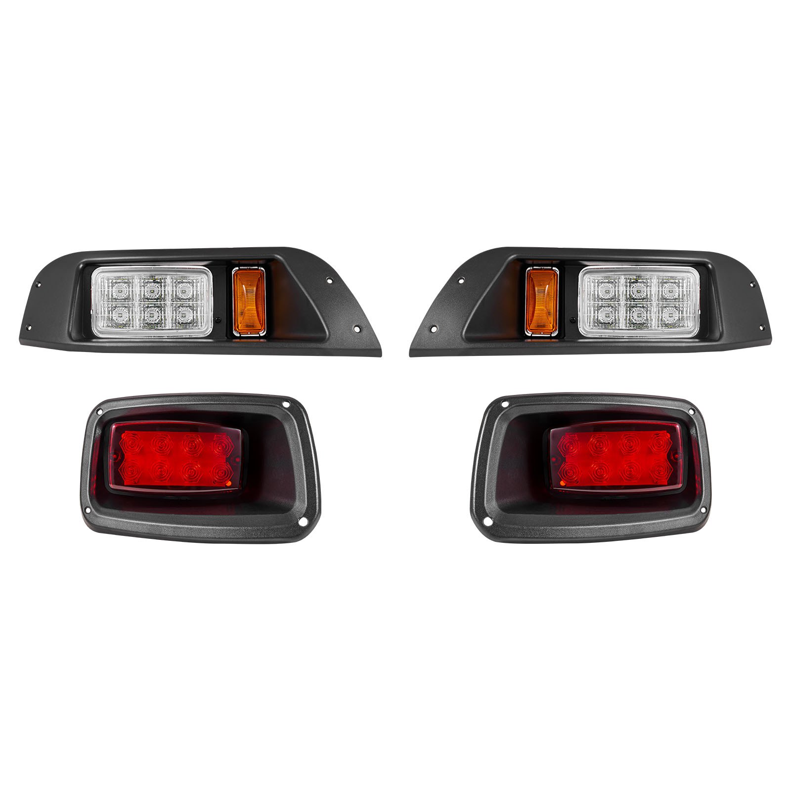 VEVOR Golf Cart Light Kit, 12 Volt, Street Legal LED Headlight and Tail Light Kit with Wiring Harness, Turn Signals, Hazard Light, Switch Horn, Brake Pad, Zip Ties, ABS Housing, for EZGO TXT 1996-2013