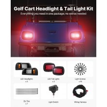 12 Volt Golf Cart LED Headlight Tail Light Kit For EZGO TXT 1996-2013 Models