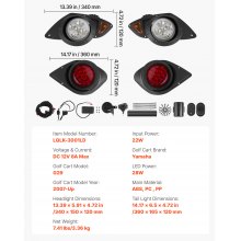 12V Golf Cart LED Headlight Tail Light Kit Legal Street For Yamaha G29 2007-Up