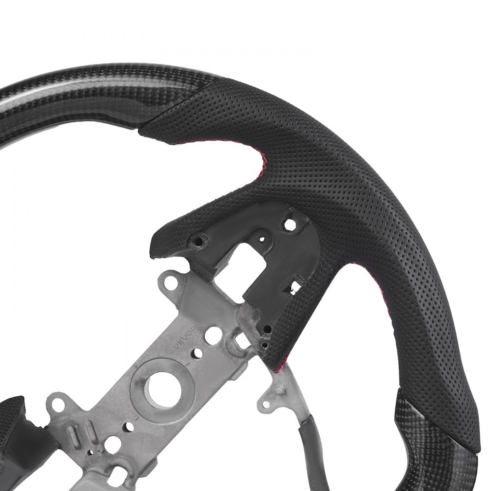 VEVOR Steering Wheel for 2016-2021 Honda Civic, Carbon Fiber Steering Wheel D-Shaped Flat-Bottom, Leather Grip with Non-Slip Texture & Precise Stitching, Accessories Replacement for Honda Civic, Black