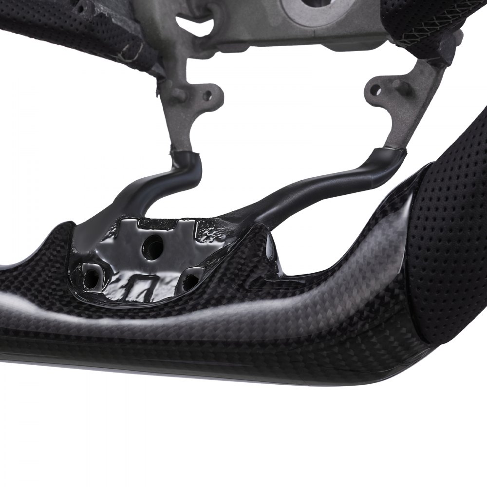 VEVOR Steering Wheel for 2016-2021 Honda Civic, Carbon Fiber Steering Wheel D-Shaped Flat-Bottom, Leather Grip with Non-Slip Texture & Precise Stitching, Accessories Replacement for Honda Civic, Black
