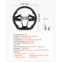 VEVOR Steering Wheel for 2016-2021 Honda Civic, Carbon Fiber Steering Wheel D-Shaped Flat-Bottom, Leather Grip with Non-Slip Texture & Precise Stitching, Accessories Replacement for Honda Civic, Black
