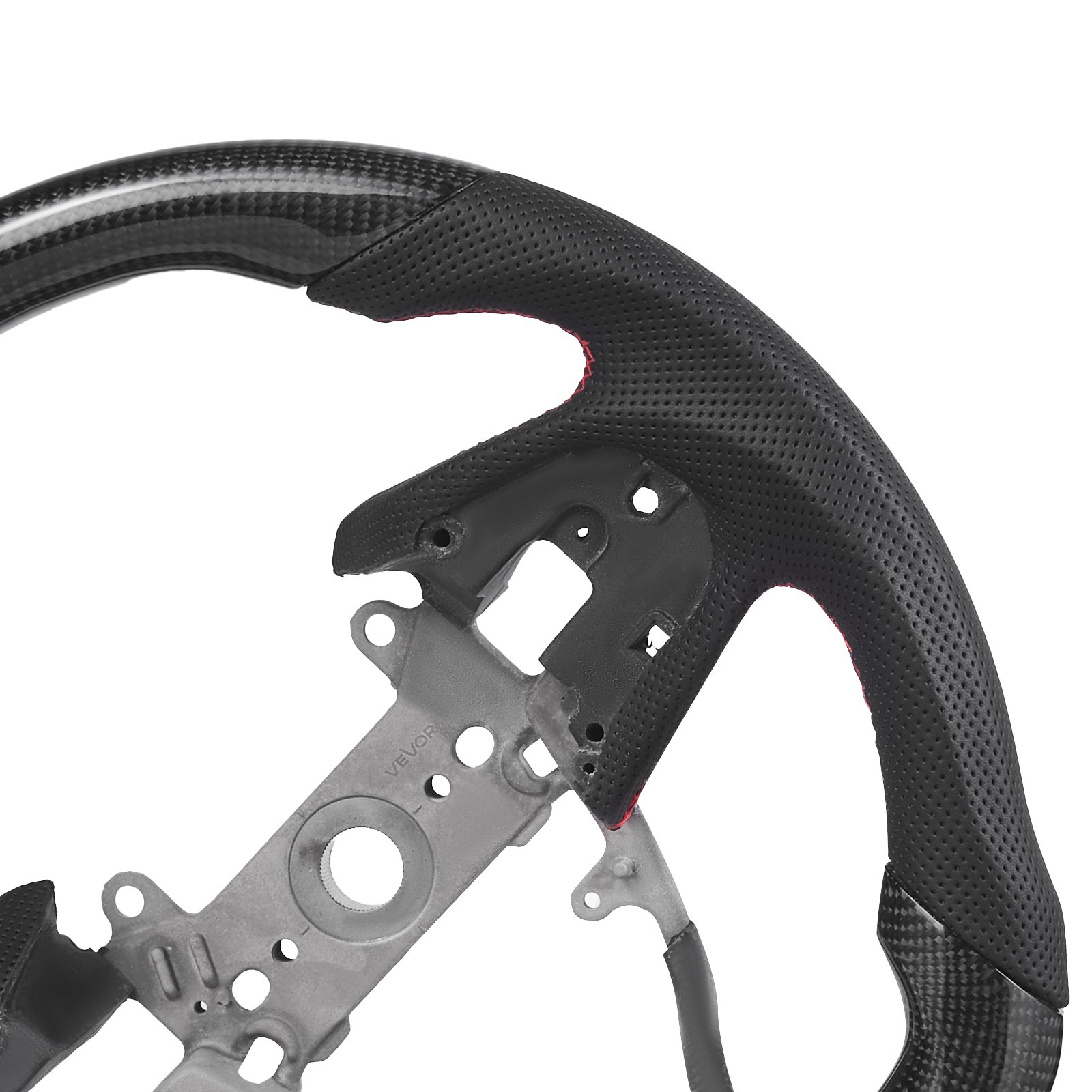 VEVOR Steering Wheel for 2016-2021 Honda Civic, Carbon Fiber Steering Wheel D-Shaped Flat-Bottom, Leather Grip with Non-Slip Texture & Precise Stitching, Accessories Replacement for Honda Civic, Black