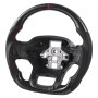 VEVOR Steering Wheel for 2021-2024 Ford F150, Carbon Fiber Steering Wheel D-Shaped Flat-Bottom, Leather Grip with Non-Slip Texture & Precise Stitching, Accessories Replacement for Ford F150, Black