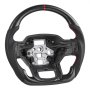 VEVOR Steering Wheel for 2021-2024 Ford F150, Carbon Fiber Steering Wheel D-Shaped Flat-Bottom, Leather Grip with Non-Slip Texture & Precise Stitching, Accessories Replacement for Ford F150, Black
