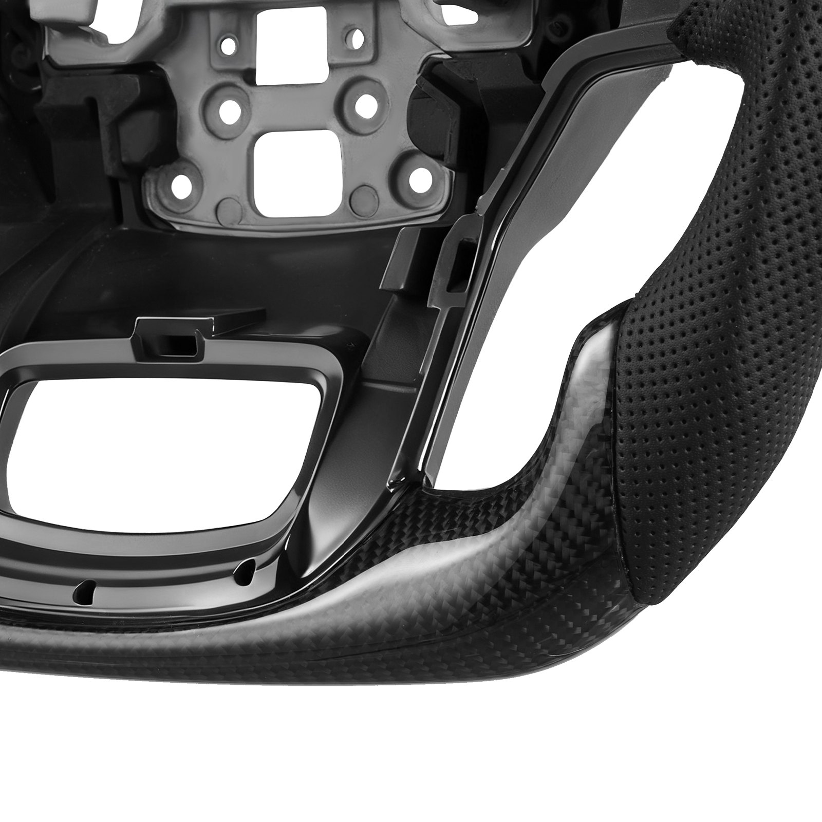 VEVOR Steering Wheel for 2021-2024 Ford F150, Carbon Fiber Steering Wheel D-Shaped Flat-Bottom, Leather Grip with Non-Slip Texture & Precise Stitching, Accessories Replacement for Ford F150, Black