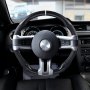 VEVOR Steering Wheel for 2010-2014 Ford Mustang, Carbon Fiber Steering Wheel D-Shaped Flat-Bottom, Leather Grip with Non-Slip Texture & Precise Stitching, Accessories Replacement for Mustang, Black