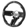 VEVOR Steering Wheel for 2010-2014 Ford Mustang, Carbon Fiber Steering Wheel D-Shaped Flat-Bottom, Leather Grip with Non-Slip Texture & Precise Stitching, Accessories Replacement for Mustang, Black