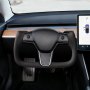 VEVOR Steering Wheel for 2016-2023 Tesla Model 3, Carbon Fiber Steering Wheel D-Shaped Flat-Bottom with Heating Function, Leather Grip with Non-Slip Texture, Accessories Replacement for Model 3, Black