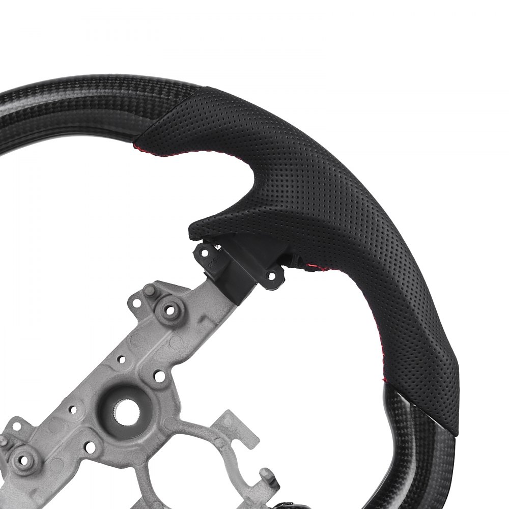 VEVOR Steering Wheel for 2007-2013 Infiniti G37, Carbon Fiber Steering Wheel D-Shaped Flat-Bottom, Leather Grip with Non-Slip Texture & Precise Stitching, Accessories Replacement for Infiniti, Black