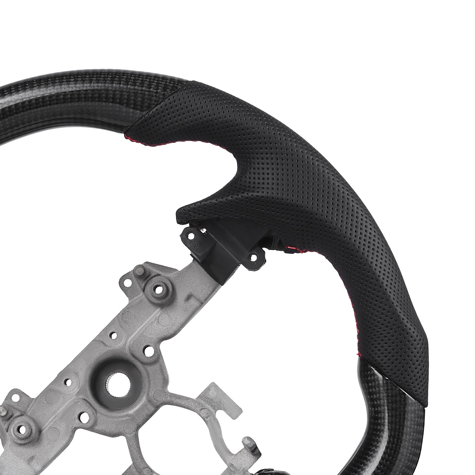VEVOR Steering Wheel for 2007-2013 Infiniti G37, Carbon Fiber Steering Wheel D-Shaped Flat-Bottom, Leather Grip with Non-Slip Texture & Precise Stitching, Accessories Replacement for Infiniti, Black