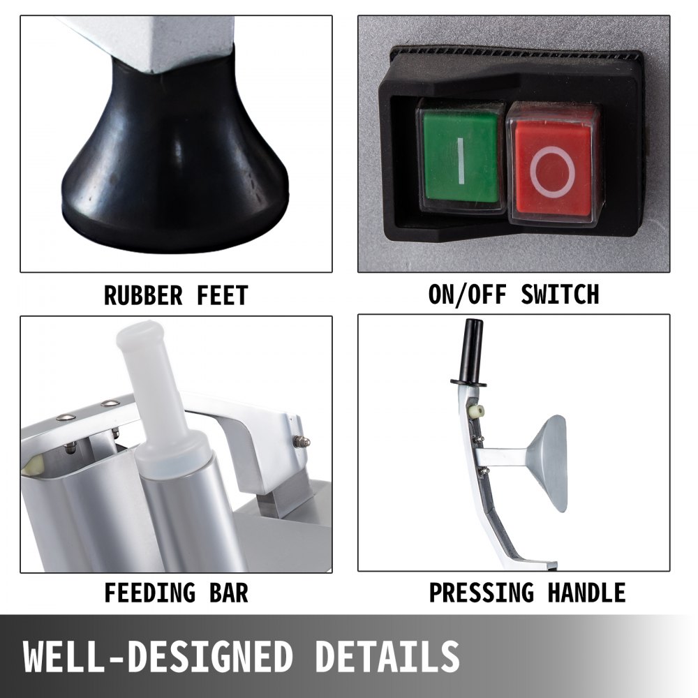 Machabeau JKC-300 Elektrisk grönsaksskärare med 6 skärskivor, matberedare 550W grönsaksberedare Rostfritt stål + gjuten aluminiumlegering