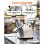 VEVOR 110V Commercial Food Processor 2 Feeding Holes, 550W Electric Vegetable Slicer 1600 RPM, Stainless Steel Vegetable Processor Detachable 6-blades, 3mm/4mm/7mm Shred, 2mm/4mm Slice