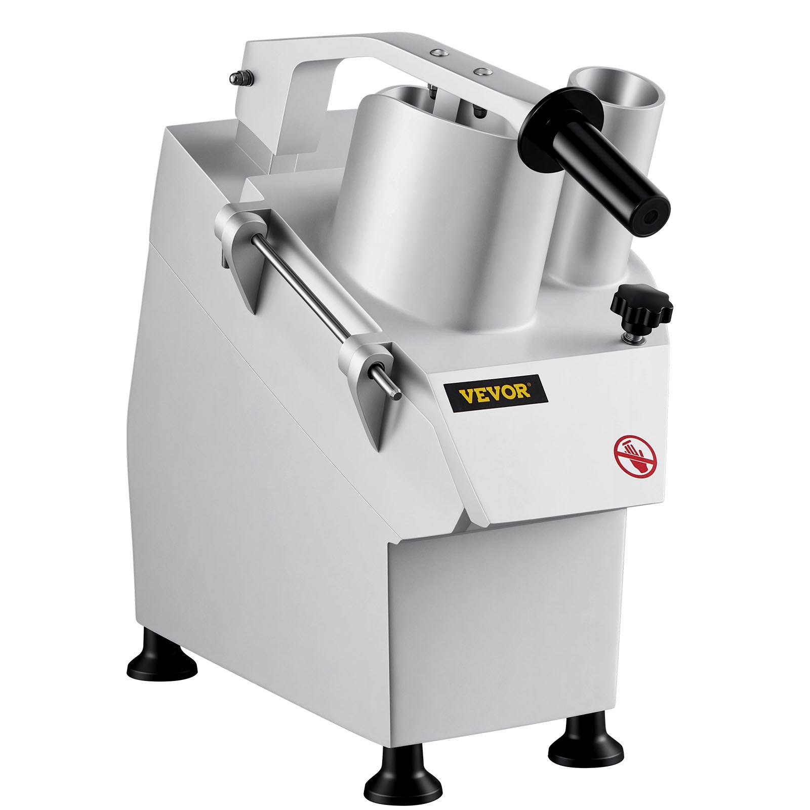 VEVOR 110V Commercial Food Processor 2 Feeding Holes, 550W Electric Vegetable Slicer 1600 RPM, Stainless Steel Vegetable Processor Detachable 6-blades, 3mm/4mm/7mm Shred, 2mm/4mm Slice