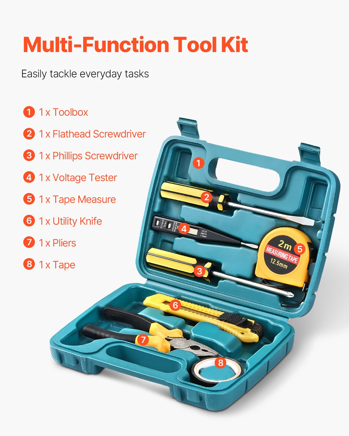 VEVOR Car Emergency Kit, 2-in-1 First Aid Kit with Jumper Cables, Essential Roadside Emergency Car Kits for Vehicle, Travel and Home, 32-Piece Auto Road Side Assistance Tools with Medical Aid Kits