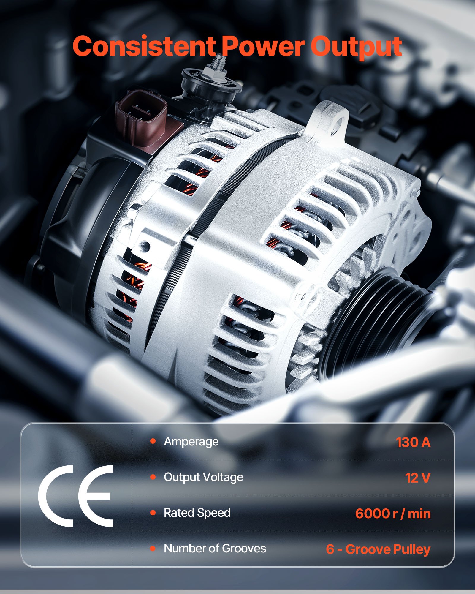 VEVOR Car Alternator 11032, Fit for Toyota Highlander V6 3.3L 2004-2007, Sienna 2004-2006, Lexus RX330 3.3L 2004-2006, Automotive Replacement Alternator 27060-0A100, 27060-0A130, AL3315X, 400-52140R