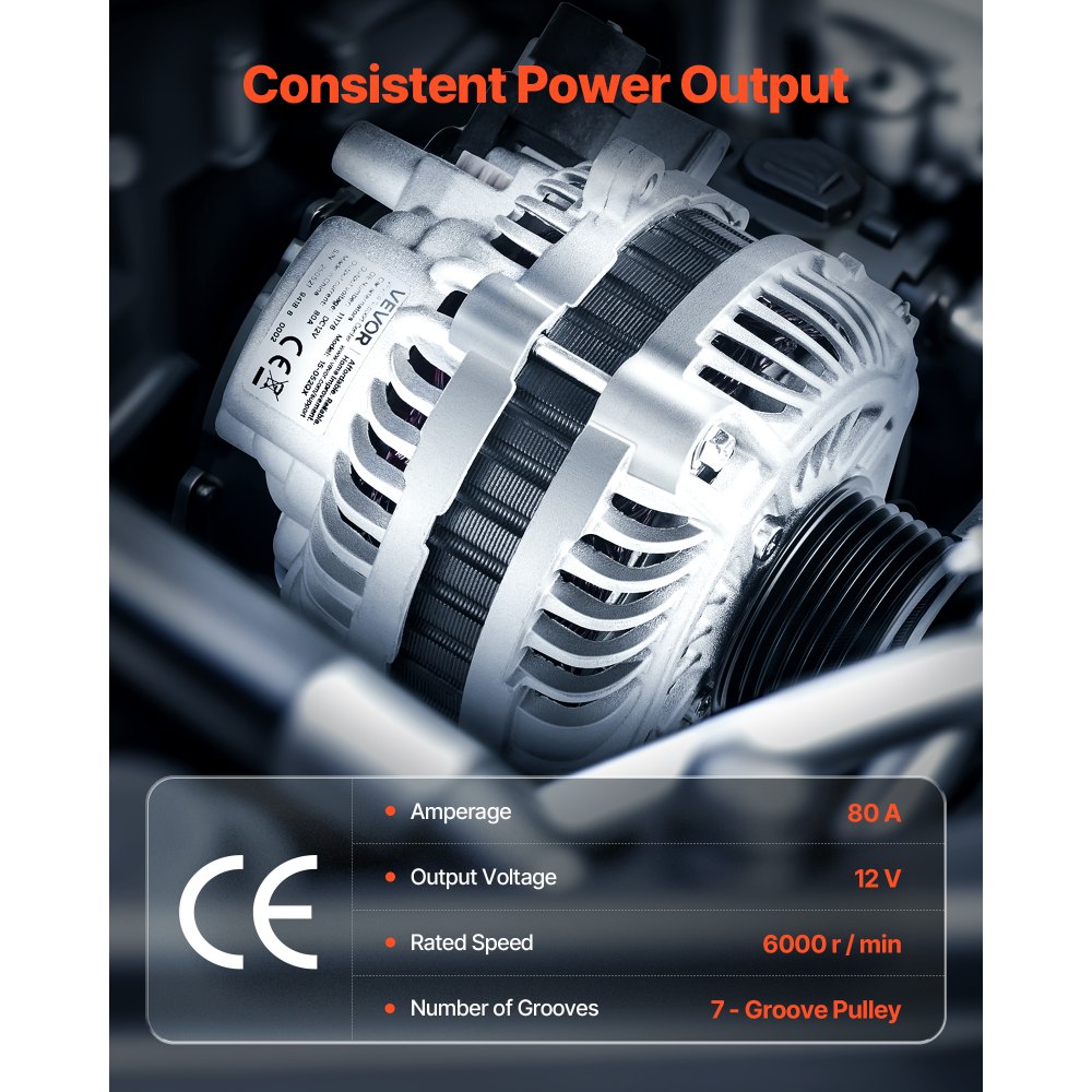 VEVOR Car Alternator 11176, Fit for Honda Civic 1.8L L4 2006-2008 2011, Civic 1.8L L4 (MFI) 2009-2010, Automotive Replacement Alternator 31100RNAA01, 31100RNAA012M2, 31100RNAA01RM, AHGA67, A002TC1391