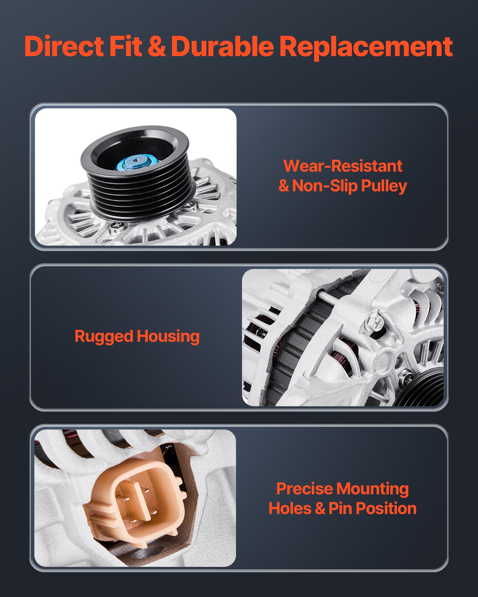 VEVOR Car Alternator 11176, Fit for Honda Civic 1.8L L4 2006-2008 2011, Civic 1.8L L4 (MFI) 2009-2010, Automotive Replacement Alternator 31100RNAA01, 31100RNAA012M2, 31100RNAA01RM, AHGA67, A002TC1391