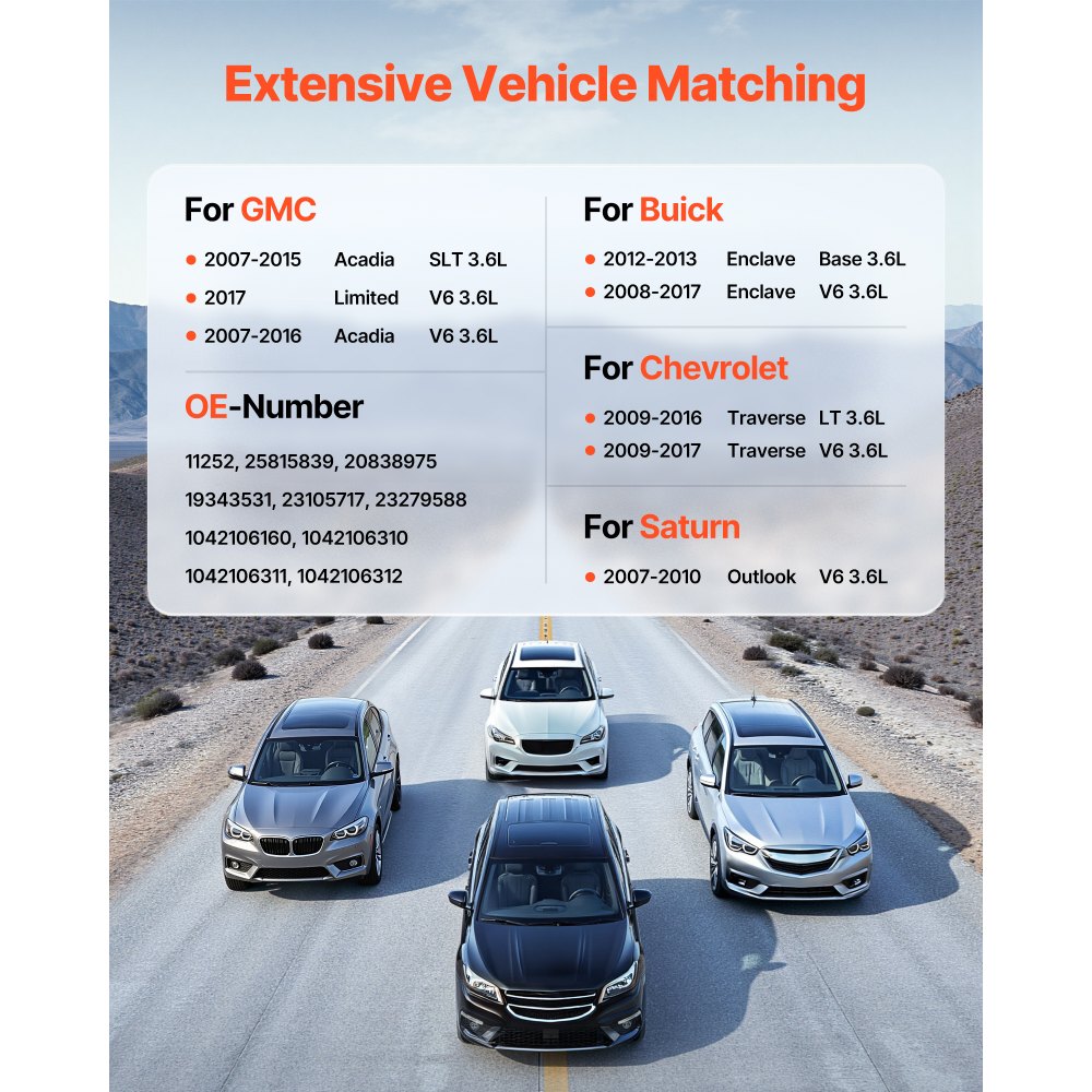 VEVOR Car Alternator 11252, Fit for Buick Enclave Base 3.6L 2012-2013, Chevy Traverse LT 2009-2016, GMC Acadia SLT 2007-2015, Saturn Outlook V6 2007-2010, Automotive Replacement Alternator 25815839