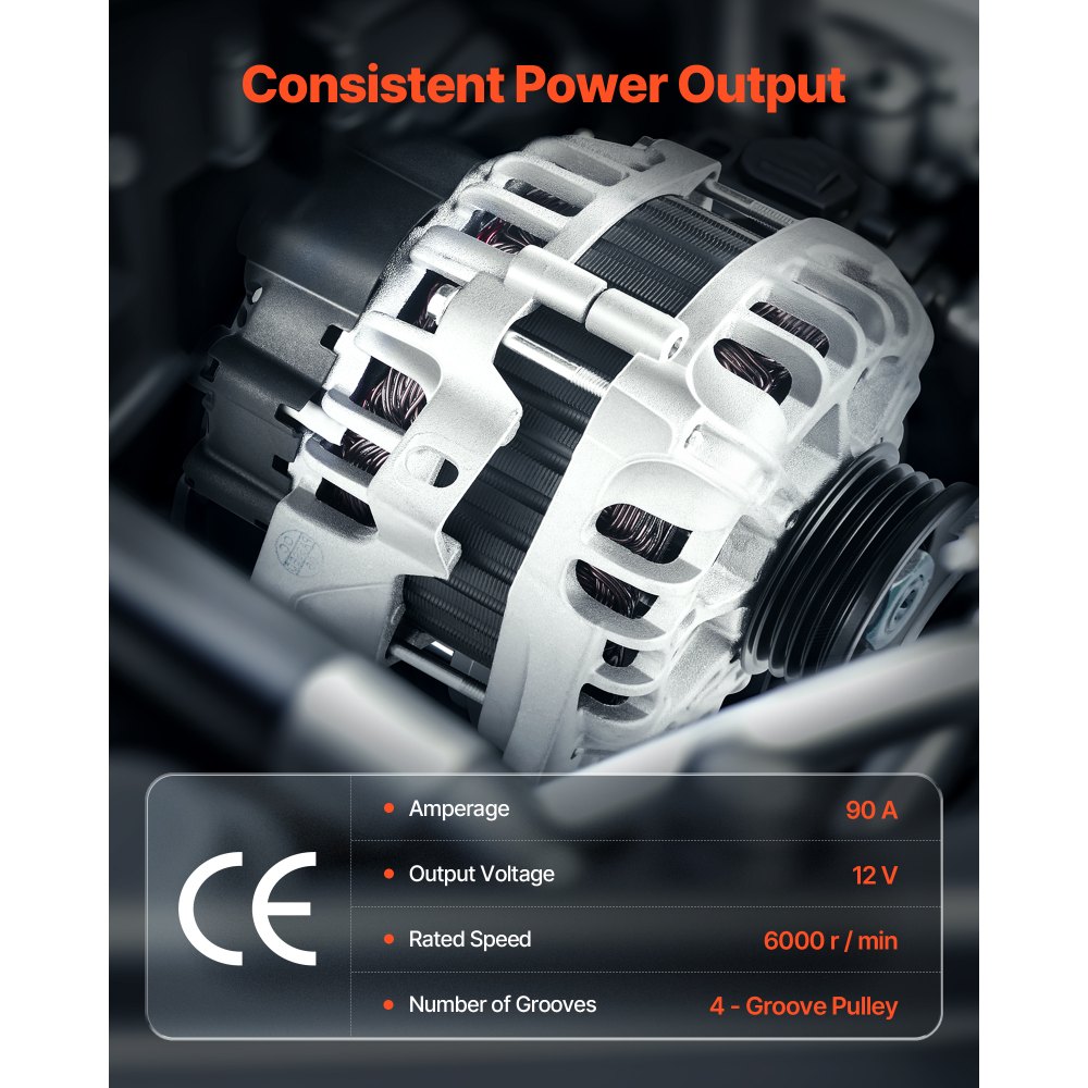 VEVOR Car Alternator 11311N, Fit for KIA Spectra5 L4 2.0L 2007-2009, Soul 2010-2011, for HYUNDAI Elantra L4 2.0L 2007-2012, Automotive Replacement Alternator 211311, 2655635, 3730023650, 40046020