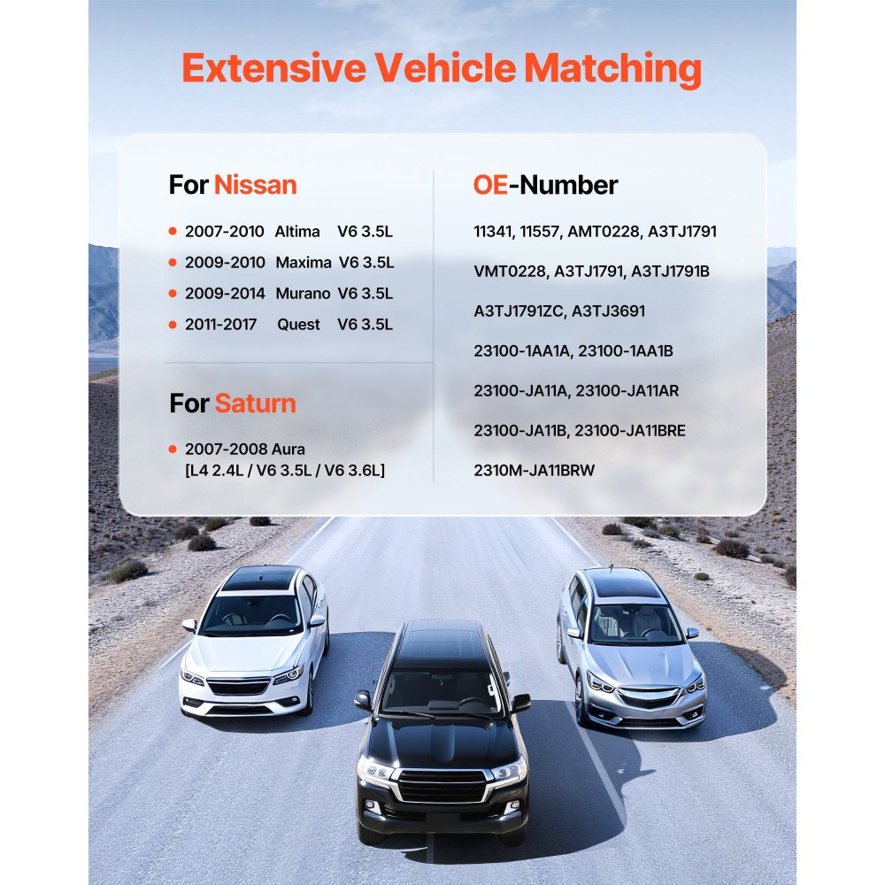 VEVOR Car Alternator 11341, Fit for Nissan Altima V6 3.5L 2007-2010, Maxima 2009-2010, Murano 2009-2014, Quest 2011-2017, for Saturn Aura 2007-2008, Automotive Replacement Alternator 11557, AMT0228