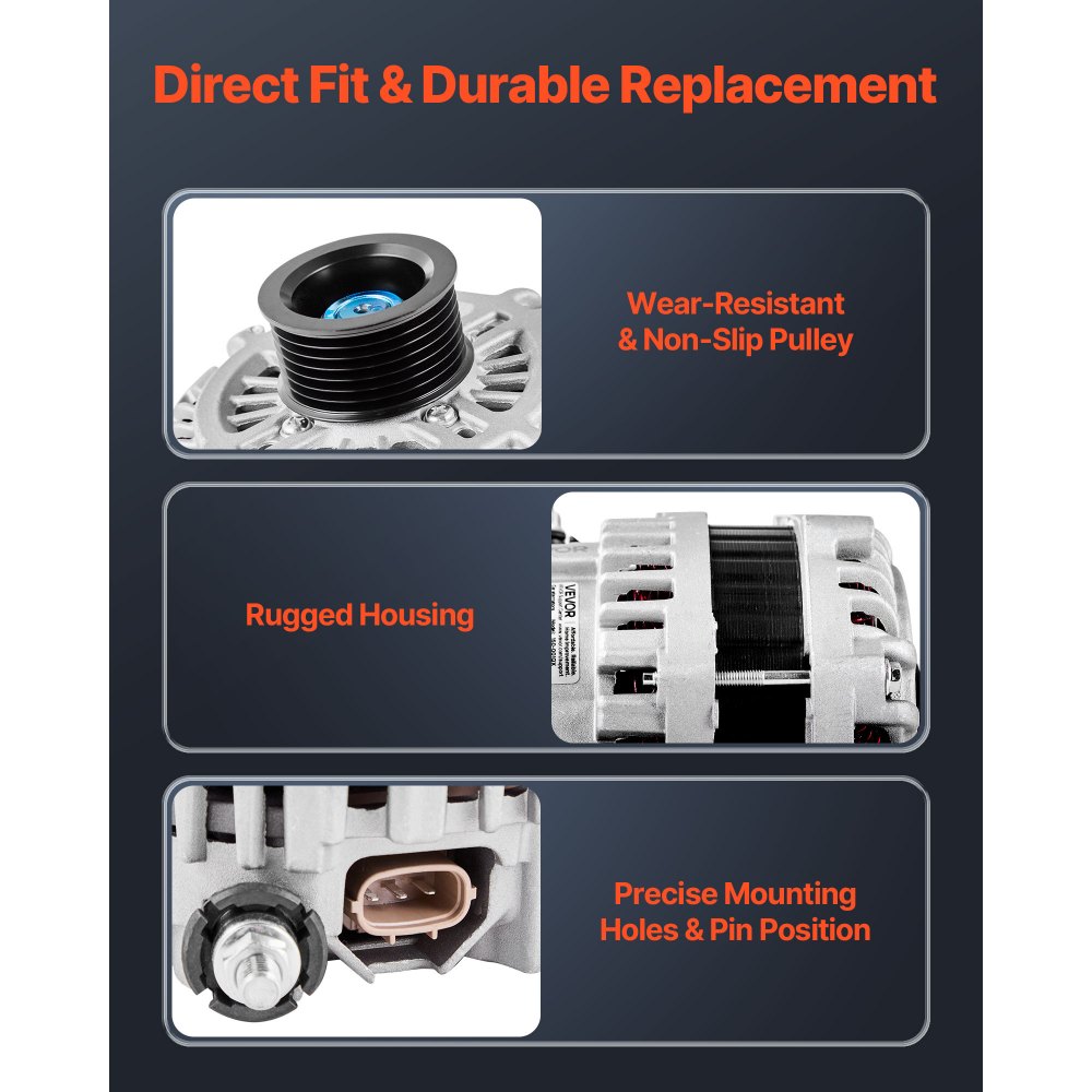 VEVOR Car Alternator 11341, Fit for Nissan Altima V6 3.5L 2007-2010, Maxima 2009-2010, Murano 2009-2014, Quest 2011-2017, for Saturn Aura 2007-2008, Automotive Replacement Alternator 11557, AMT0228